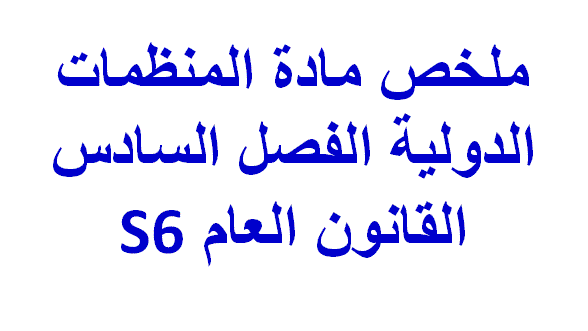 ملخص مادة المنظمات الدولية الفصل السادس القانون العام PDF S6