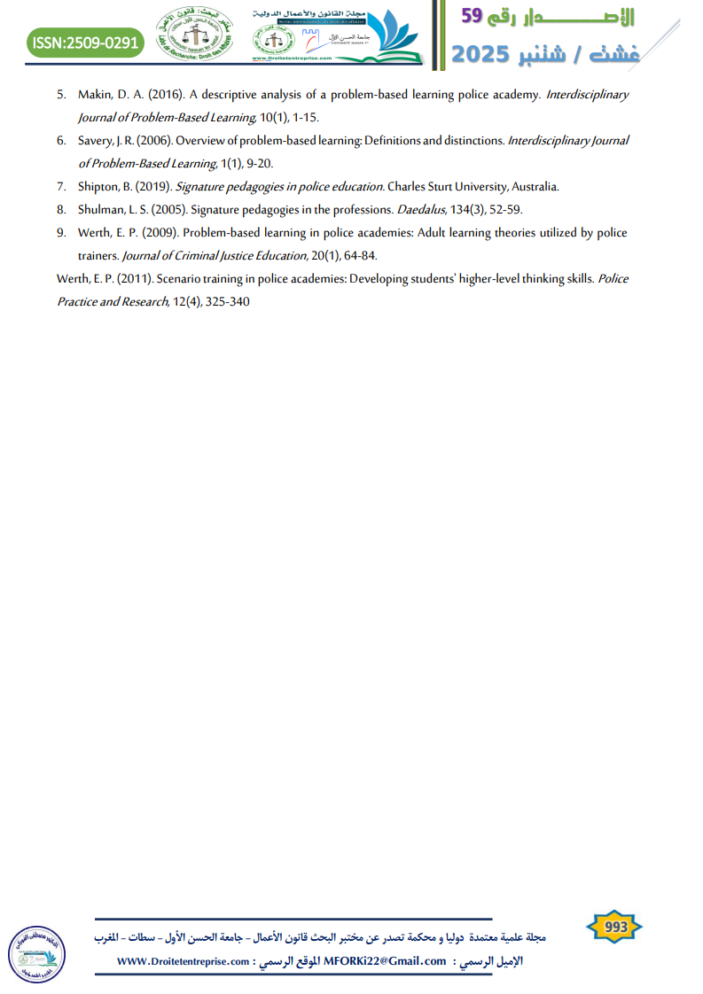 البصمة التربوية كمدخل لتطوير التعليم الشرطي: تعزيز التفكير والأداء والنزاهة لدى المتدربين العقيد / خالد راشد الزيودي 24