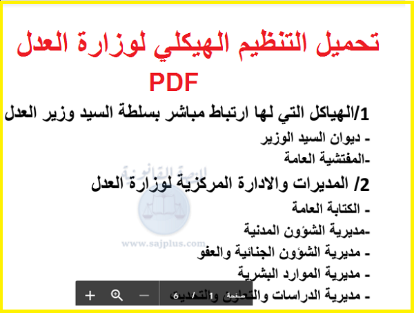تحميل التنظيم الهيكلي لوزارة العدل PDF